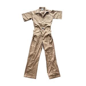 NWOT Vintage Tom cat tan short sleeve coveralls zip up metal belt